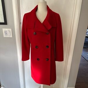 Elegant Red Double-Breasted Women's Coat by Ann Taylor